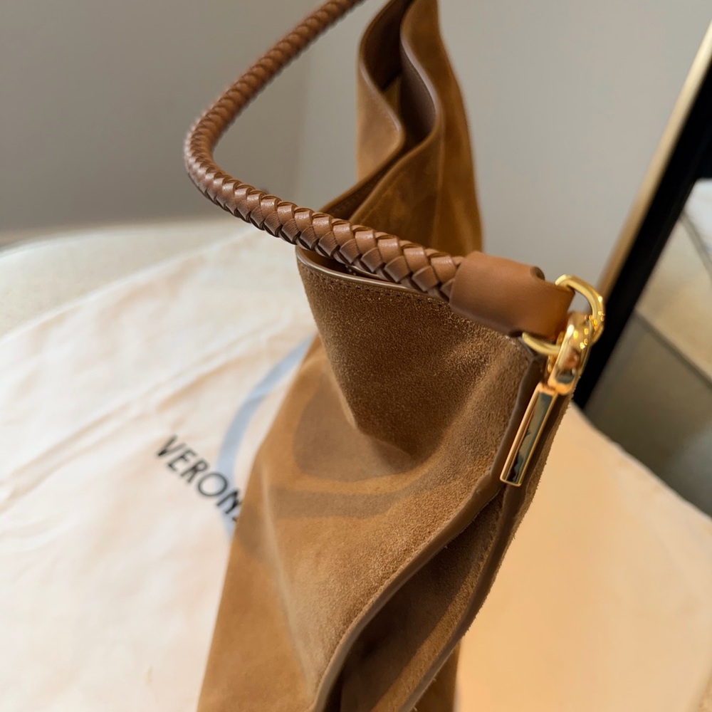Veronica Beard Chestnut Suede Braided-Handle Shoulder Bag
New - Picture 2 of 6